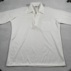 Lily Dache Polo Mens Large White Lightweight Stretch‎ Vintage